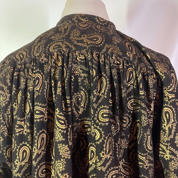 Vintage Alicia Herrerra Size 6 Button-Front Black Gold Paisley Shirt Nubuck - Picture 8 of 11